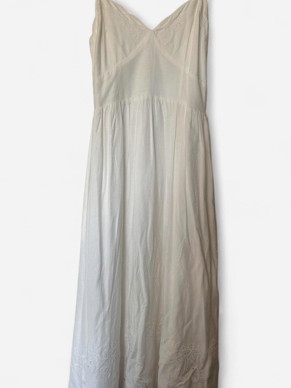 White Eyelet Midi Sundress with Scalloped Bodice - Picture 8 of 10